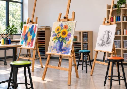 Easels and display furniture for school art classrooms