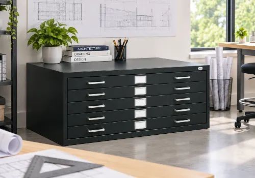Storage for drafting drawings, tools and classroom supplies