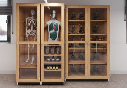 Science storage cabinets for laboratory equipment and supplies