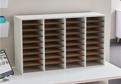 Literature and mail organizers for school offices and administrative areas