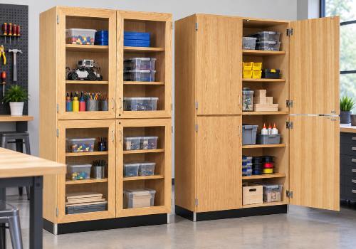 Storage cabinets and shelving for STEM classrooms and school makerspaces