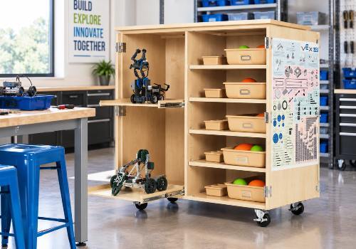 Robotics storage for school robotics equipment, parts and supplies