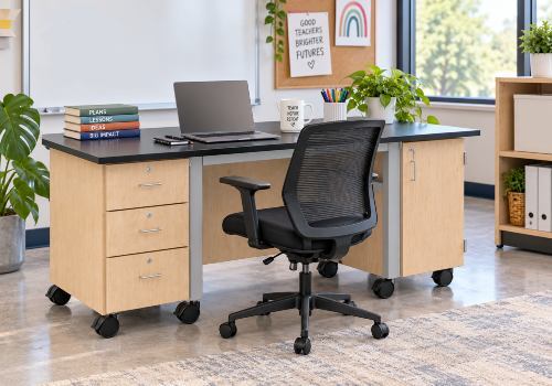 Teacher desks and workstations for faculty areas and teacher workrooms